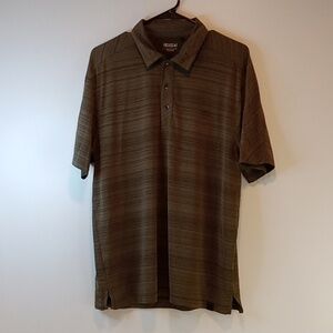 OGIO Polo Shirt 1/4 Button Up Men's Size Medium Green Black Stripes EUC! NICE!